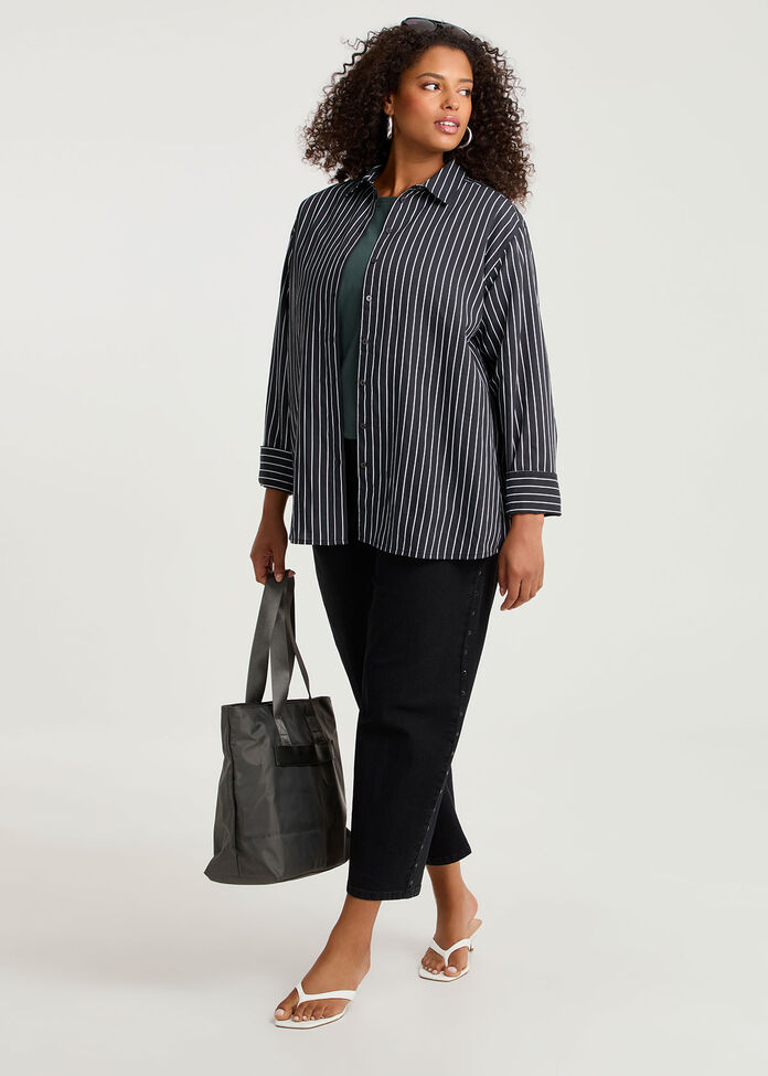 Cotton Blend Modern Stripe Shirt, , hi-res