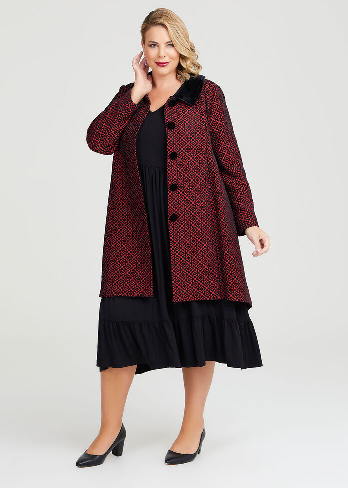 Shop Plus Size Ruby Jacquard Dress Coat in Red | Sizes 12-30 | Taking ...