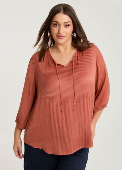 Plus Size Luxe Weave Plisse Top