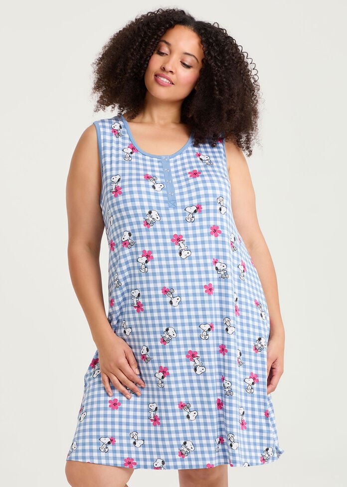 Snoopy Gingham Nightie, , hi-res