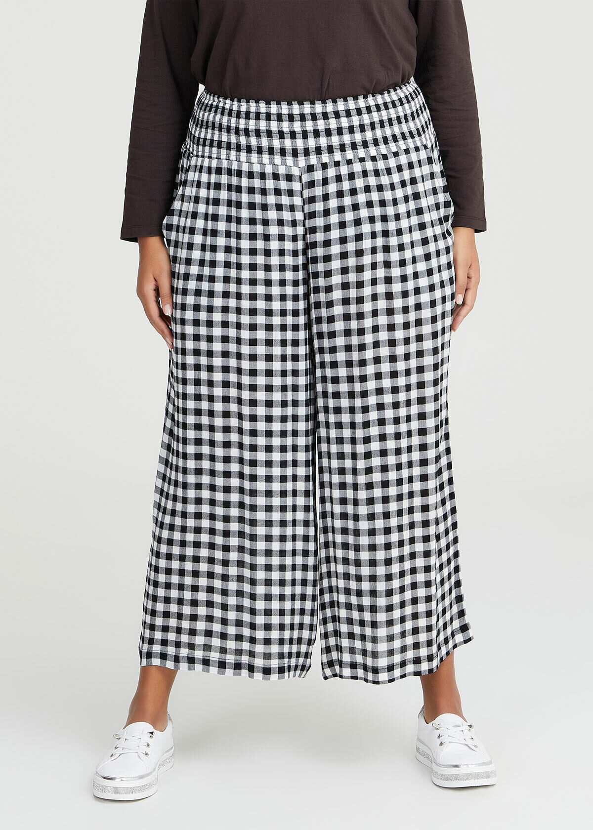Plus size top gingham trousers