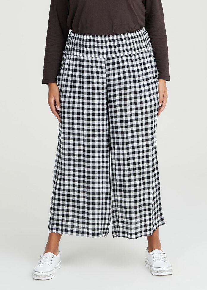 Shop Plus Size Natural Wide Leg Gingham Pant in Black | Sizes 12-30 ...