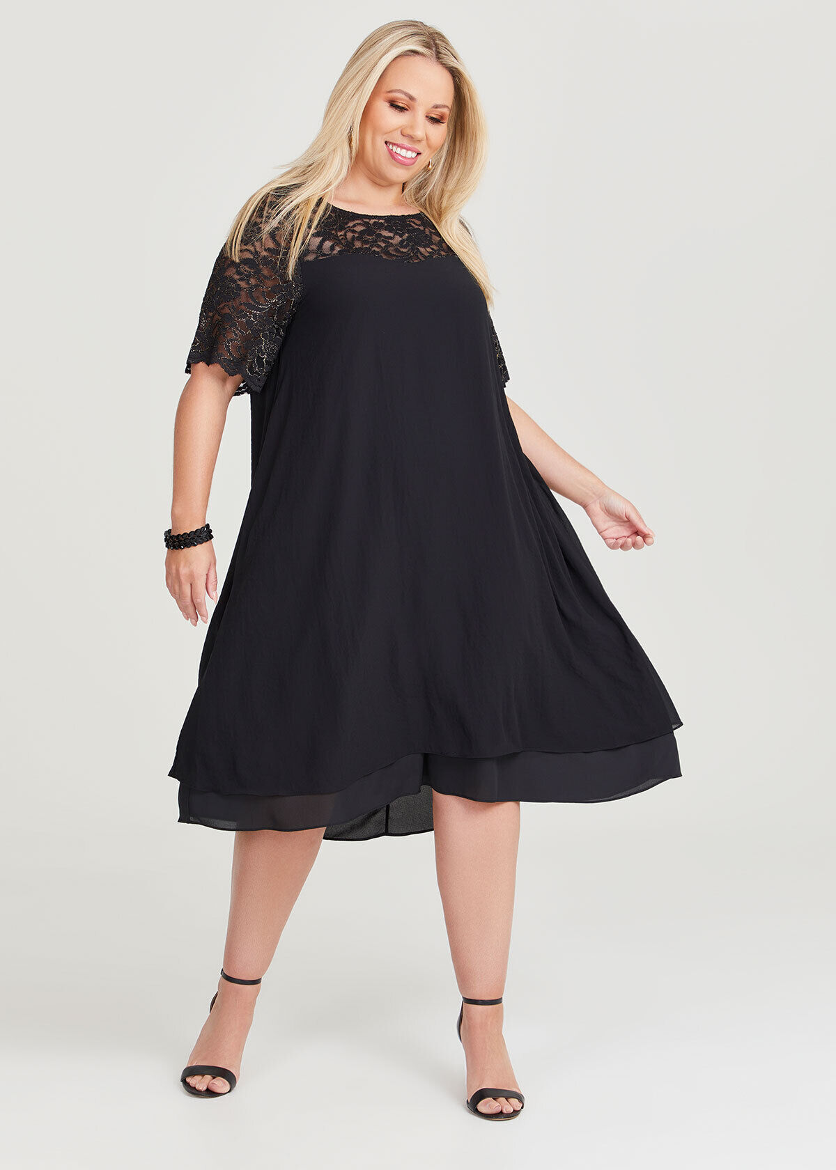 Shop Plus Size Lily Swing Cocktail Dress in Black Taking Shape AU