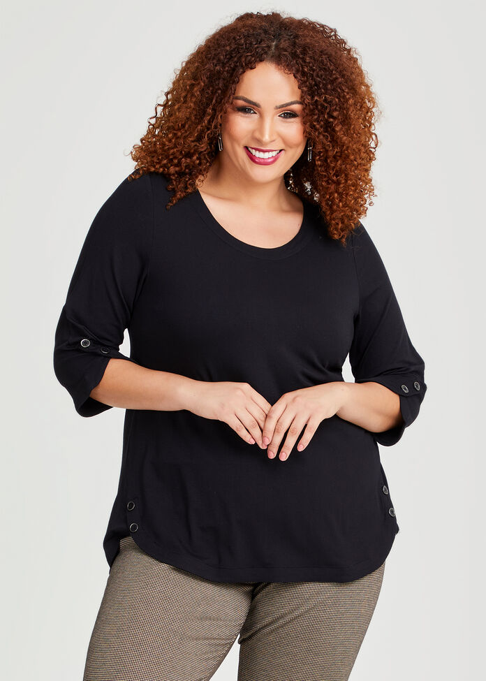 Shop Plus Size Button Detail Bamboo Top in Black | Sizes 12-30 | Taking ...