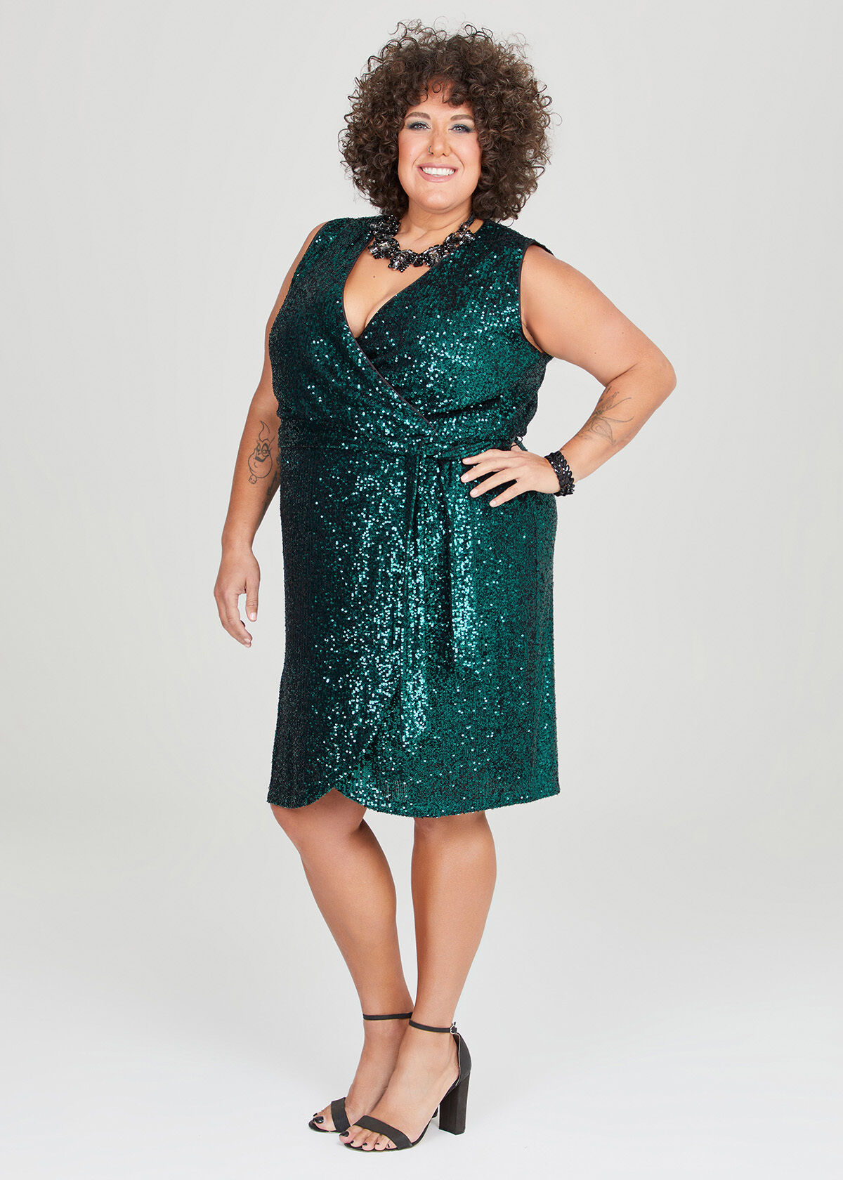 Plus size green best sale sequin dress