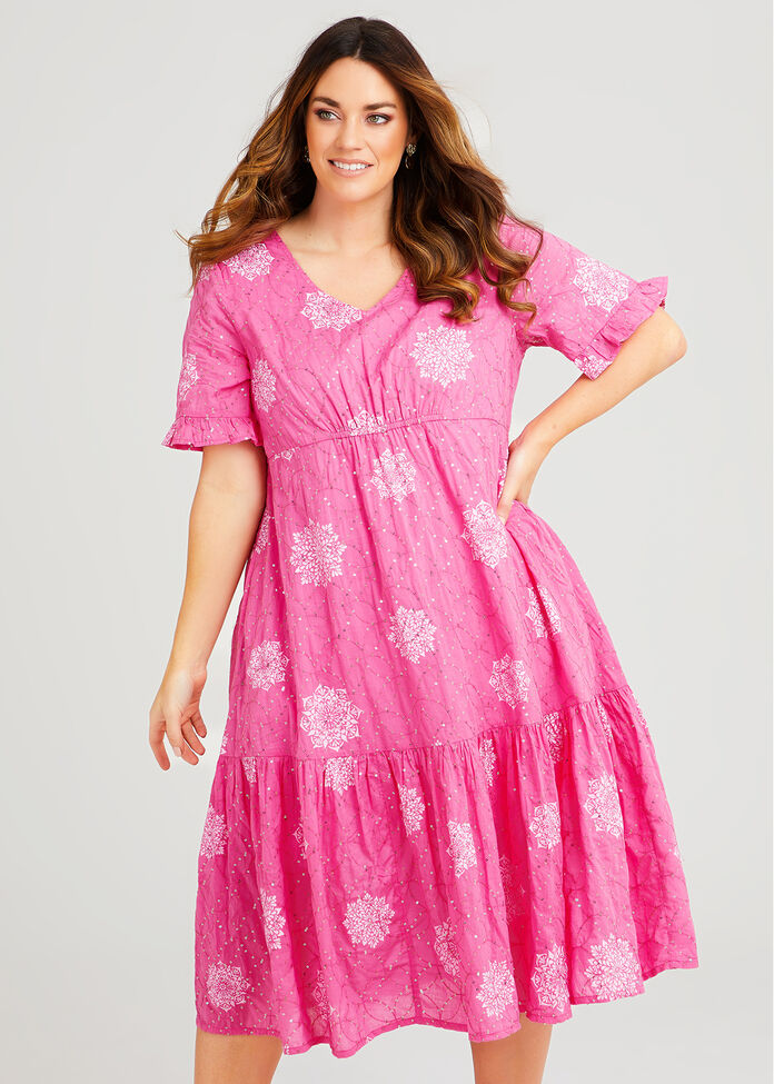 Shop Plus Size Kali Sparkle Cotton Dress in Red | Taking Shape AU
