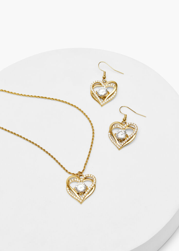 Diamante Heart Necklace, , hi-res