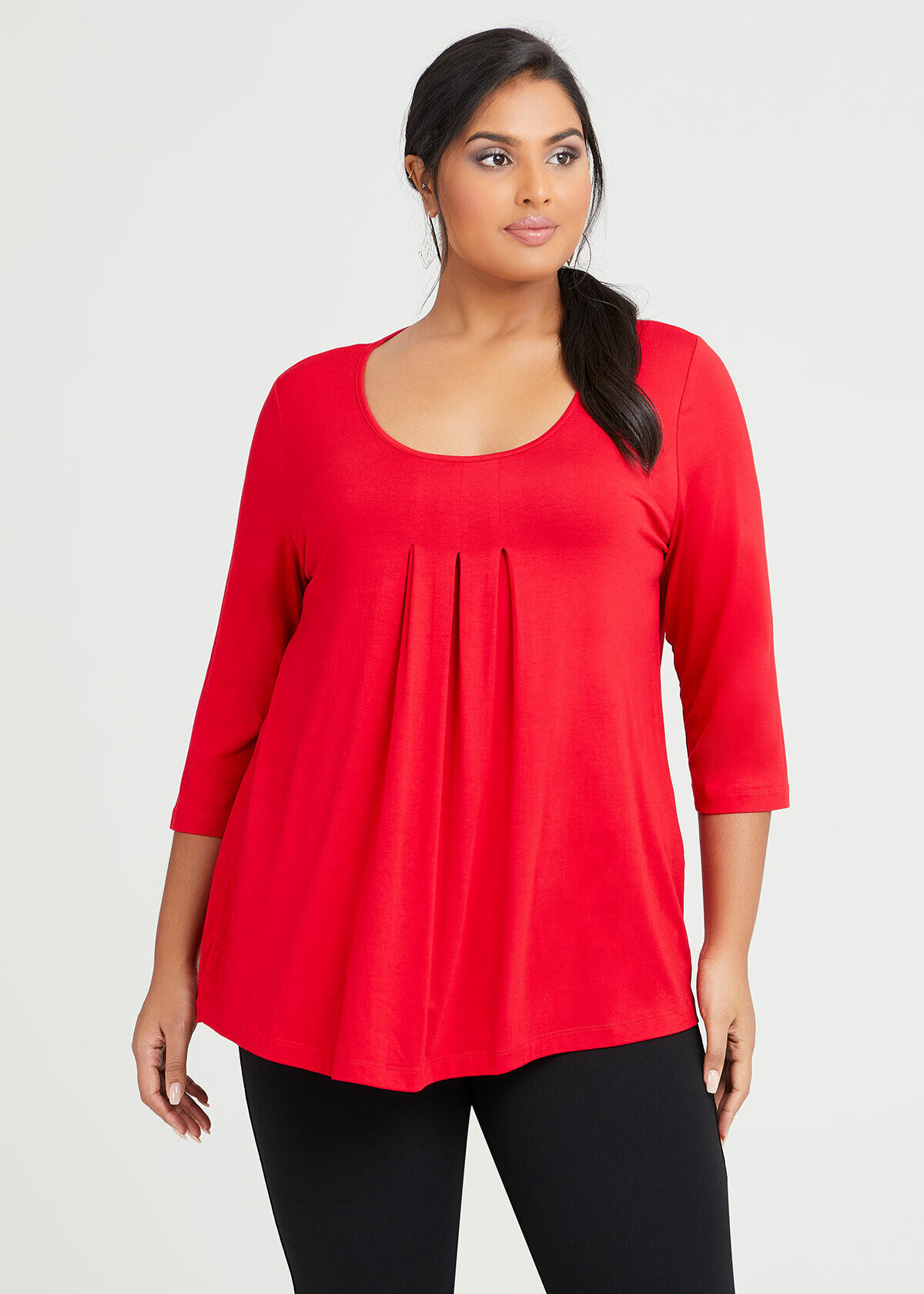 Natural Long Sleeve Tee Shirt in Red in 