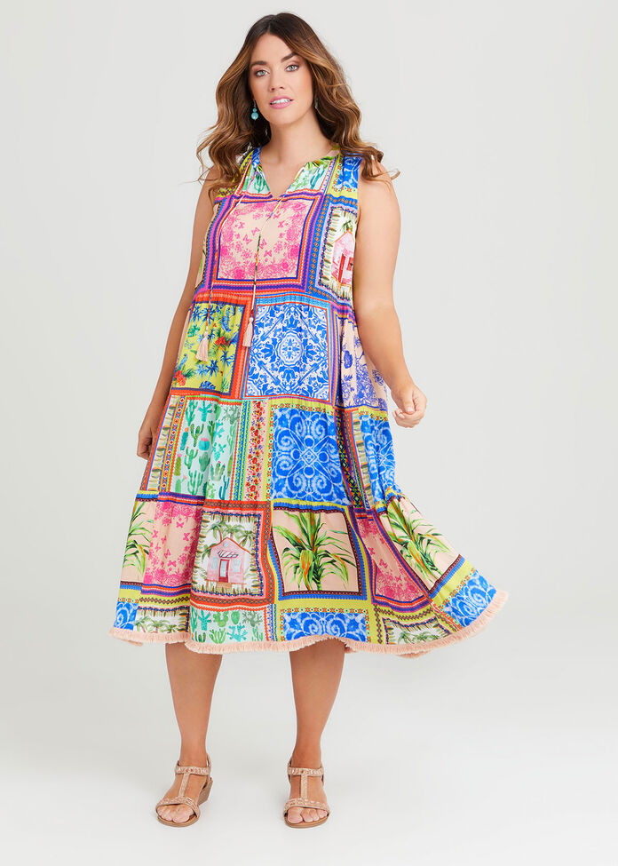 Shop Plus Size Hayley Mixed Tile Print Dress in Multi | Sizes 12-30 ...