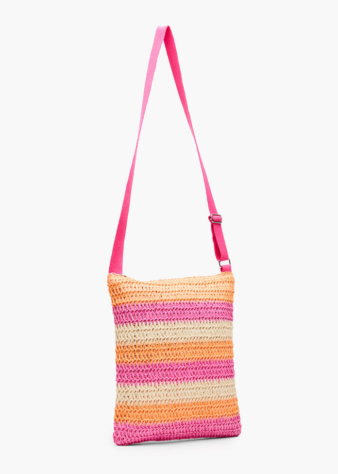 Raffia Woven Stripe Bag, , hi-res