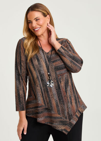 Plus Size Chevron Stripe Burnout Tunic