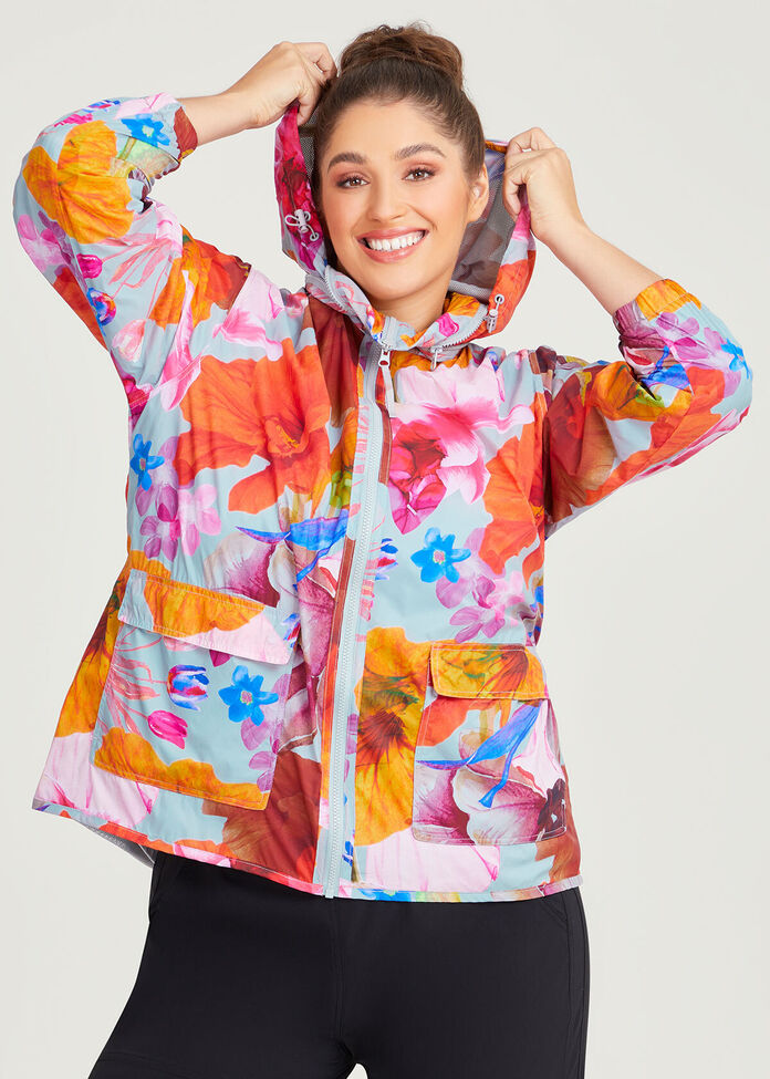 Shop Plus Size Active Floral Rain Jacket in Multi | Taking Shape AU