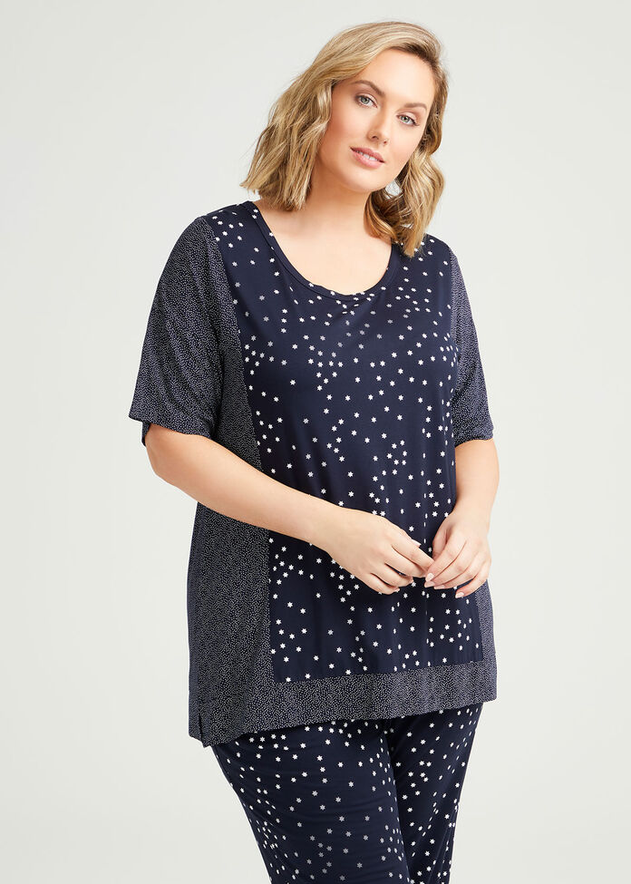 Bamboo Mini Stars Pyjama Top, , hi-res