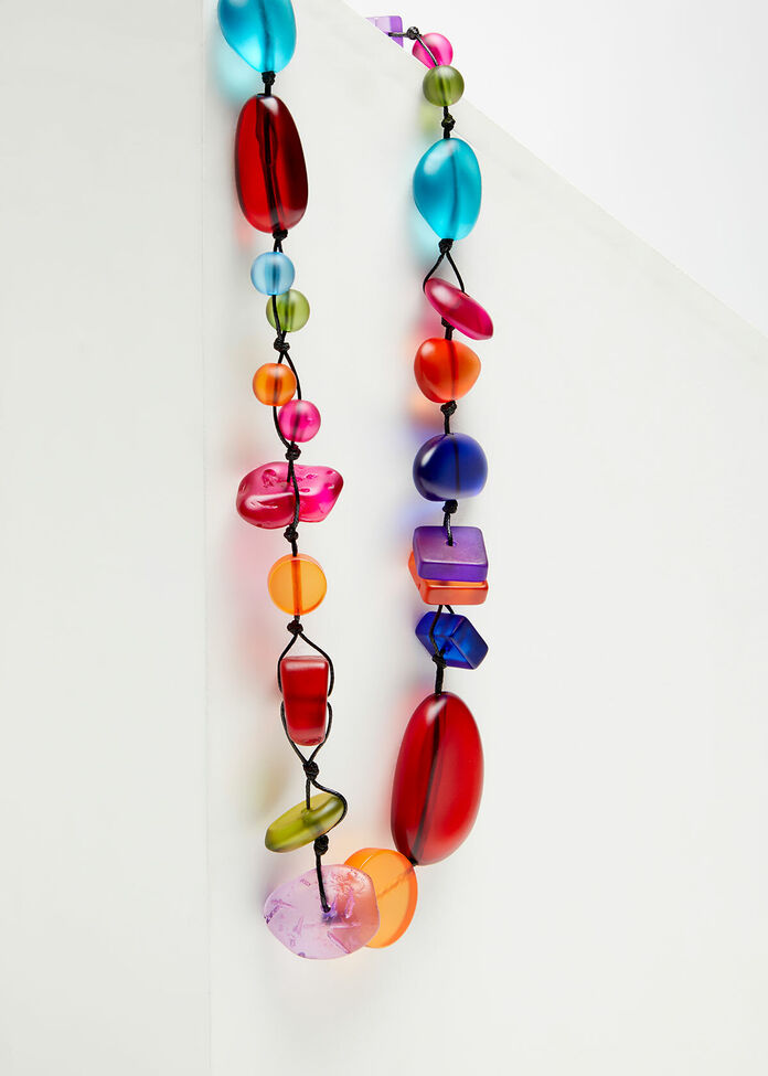 Bright Frosted Resin Necklace, , hi-res