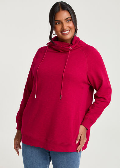 Plus Size Drawstring Collar Sweat