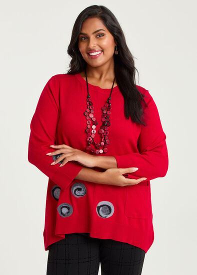 Plus Size Felt Spot Natural Tulip Jumper