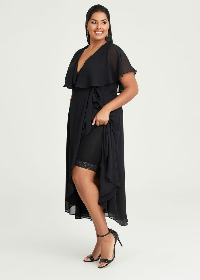 Shop Plus Size Livia Chiffon Wrap Maxi Dress in Black | Taking Shape AU