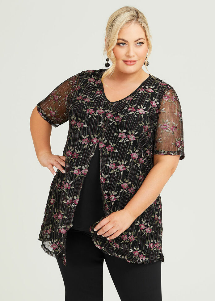 Shop Plus Size Floral Embroidered Top in Black | Taking Shape AU