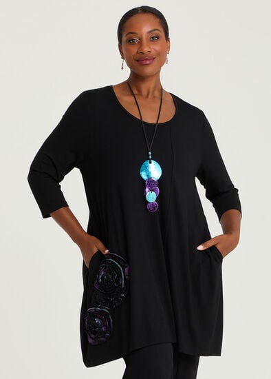 Plus Size Spliced Burnout Tulip Tunic