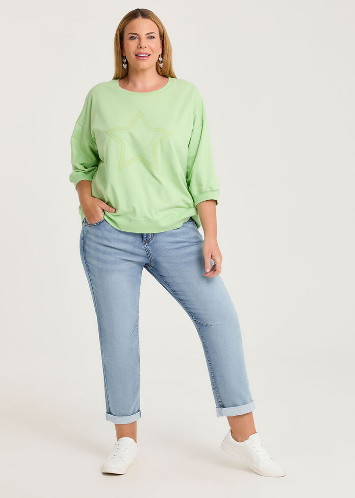 Cotton Star Relaxed Sweatshirt, , hi-res