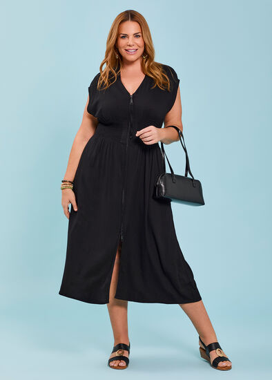 Plus Size Zoe Zip Maxi Natural Dress