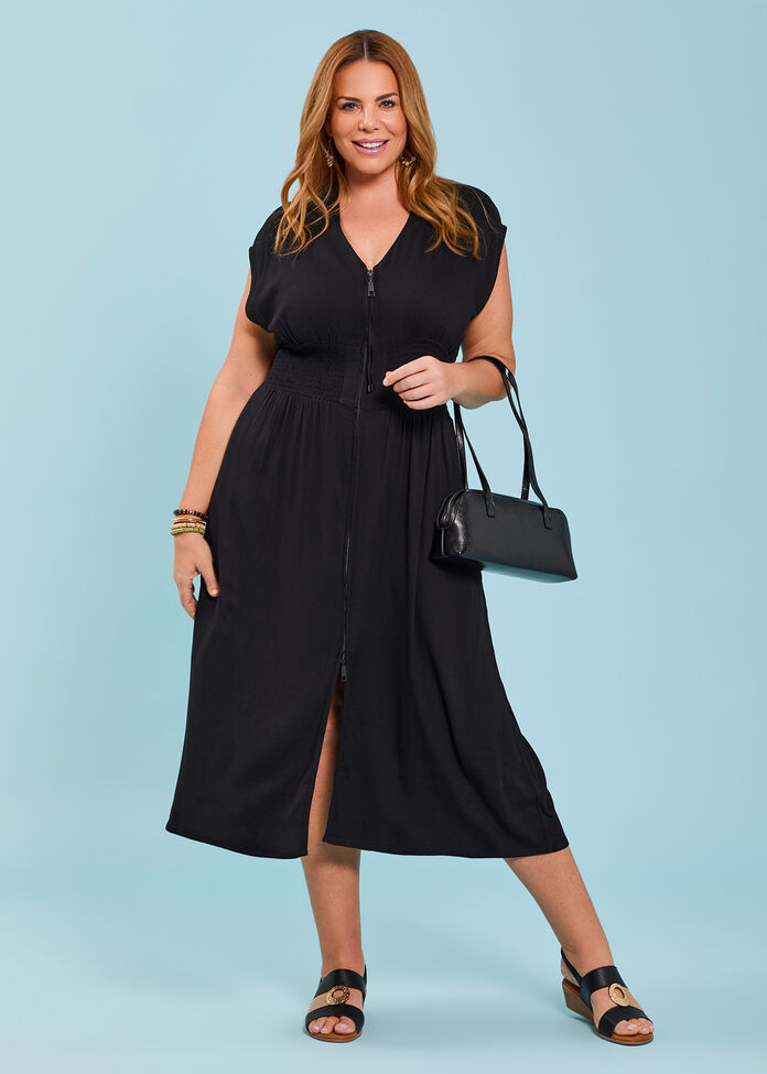 Zoe Zip Maxi Natural Dress, , hi-res