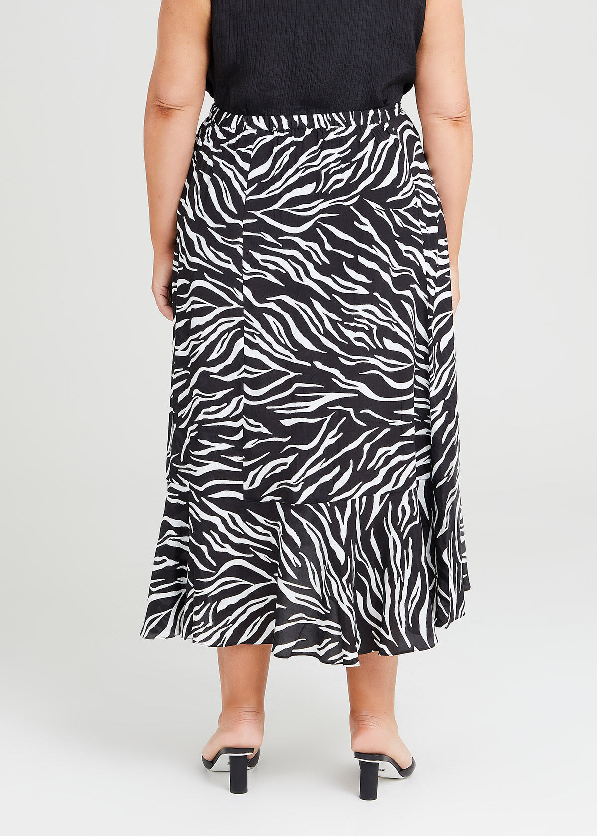 Black and white plus size wrap skirt discount