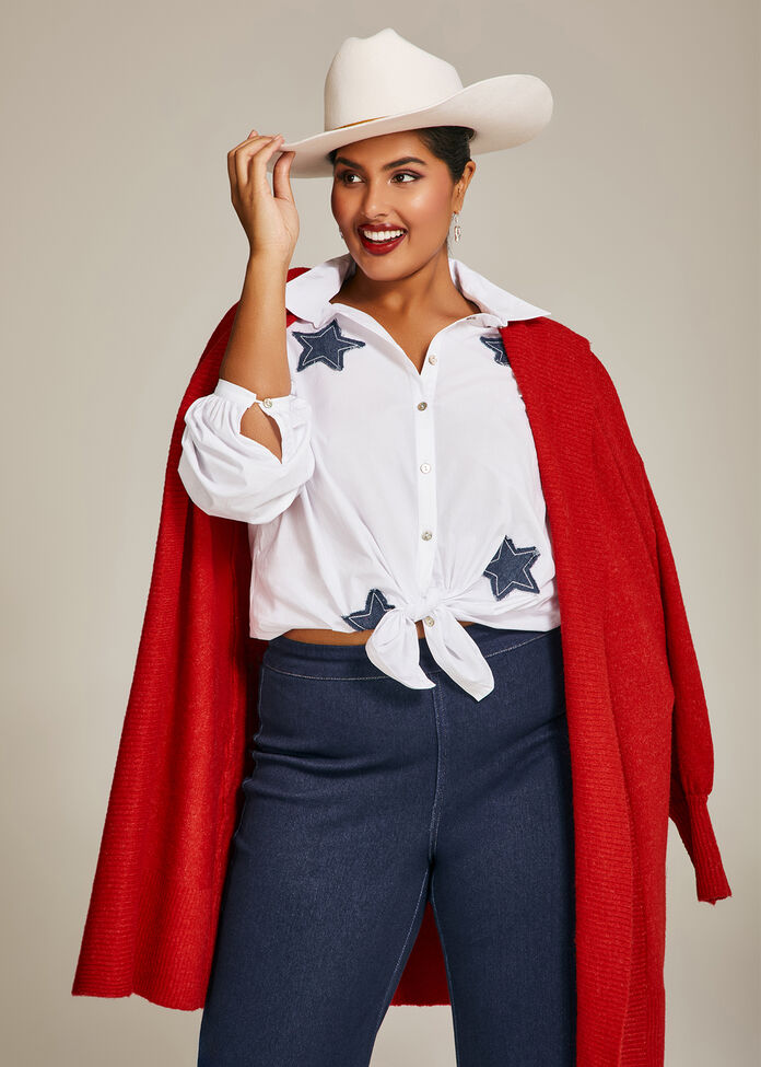 Cotton Star Applique Shirt, , hi-res