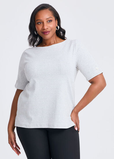Plus Size Cotton Stripe T-shirt