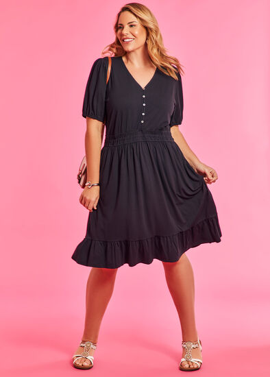 Plus Size Natural Shirred Waist Dress