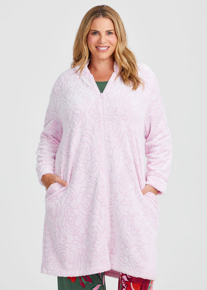 Shop Plus Size Jacquard Hooded Dressing Gown, Pink | Taking Shape NZ
