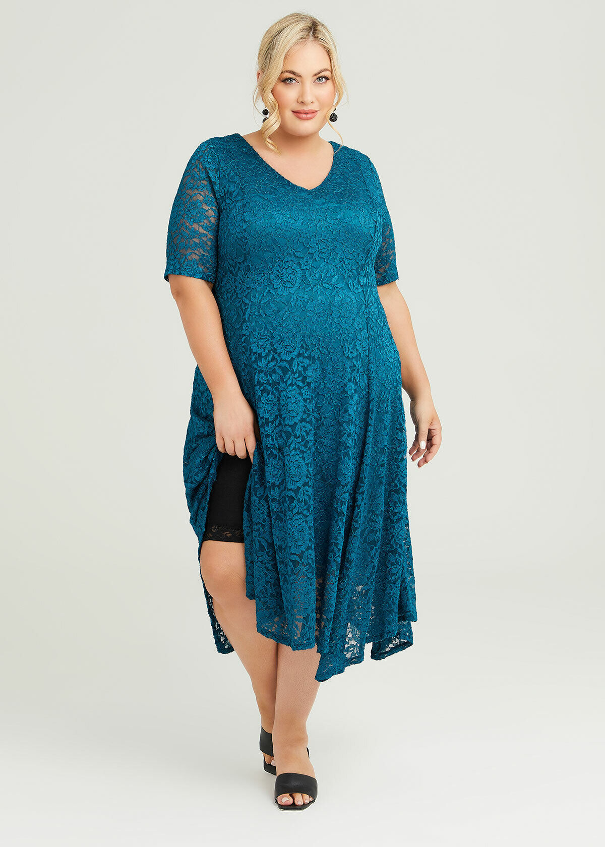 Shop Plus Size Odile Lace Cocktail Dress in Green Taking Shape AU