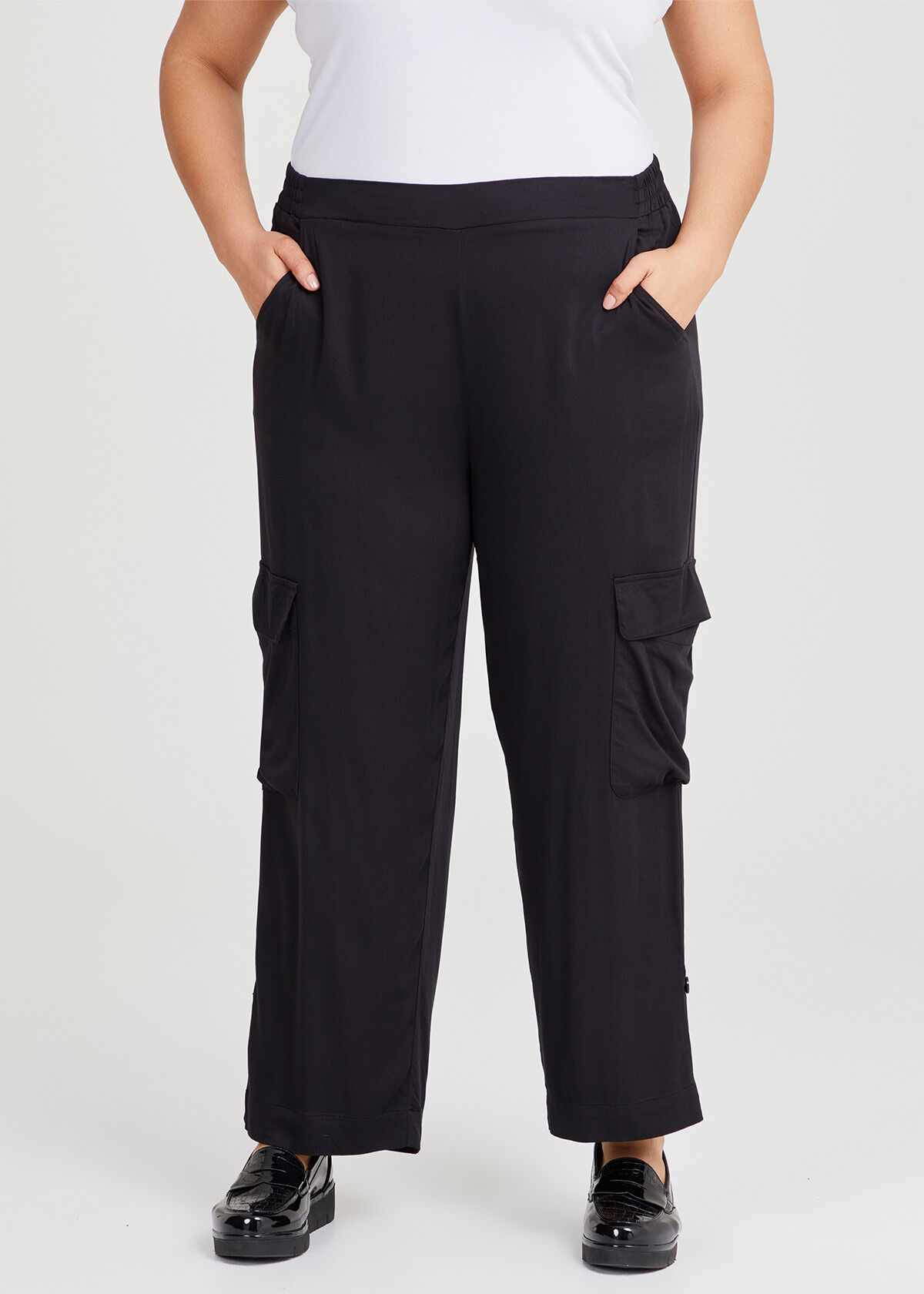 Shop Plus Size Natural Urban Cargo Pant in Black Taking Shape AU