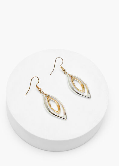 Shiny Leaf Mixed Metal Earrings