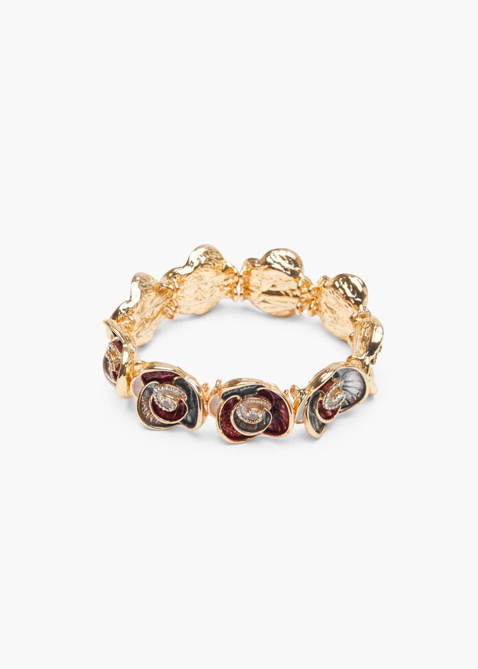 Enamel Diamante Rose Bracelet, , hi-res