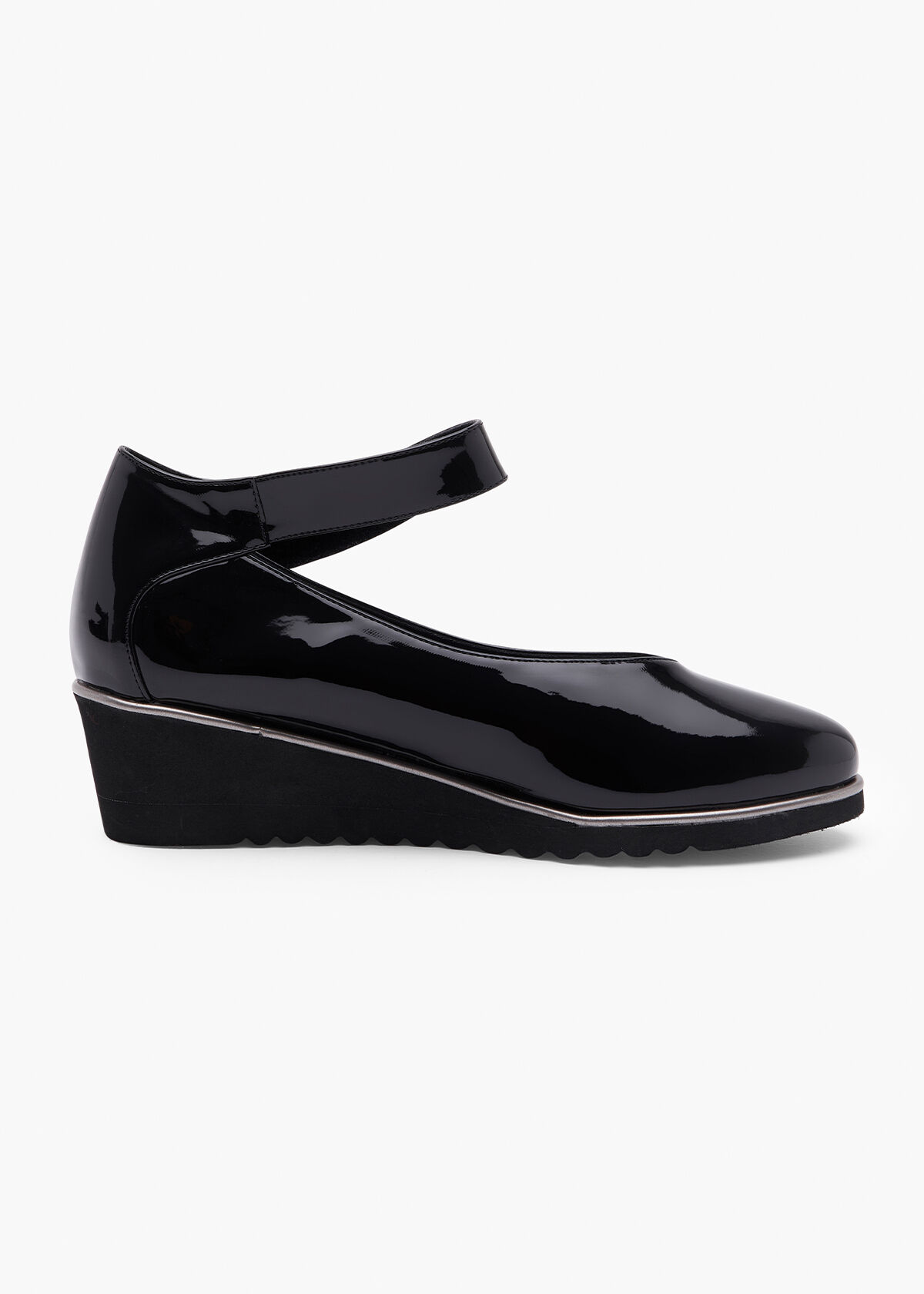 Wedge court shoes with ankle strap on sale