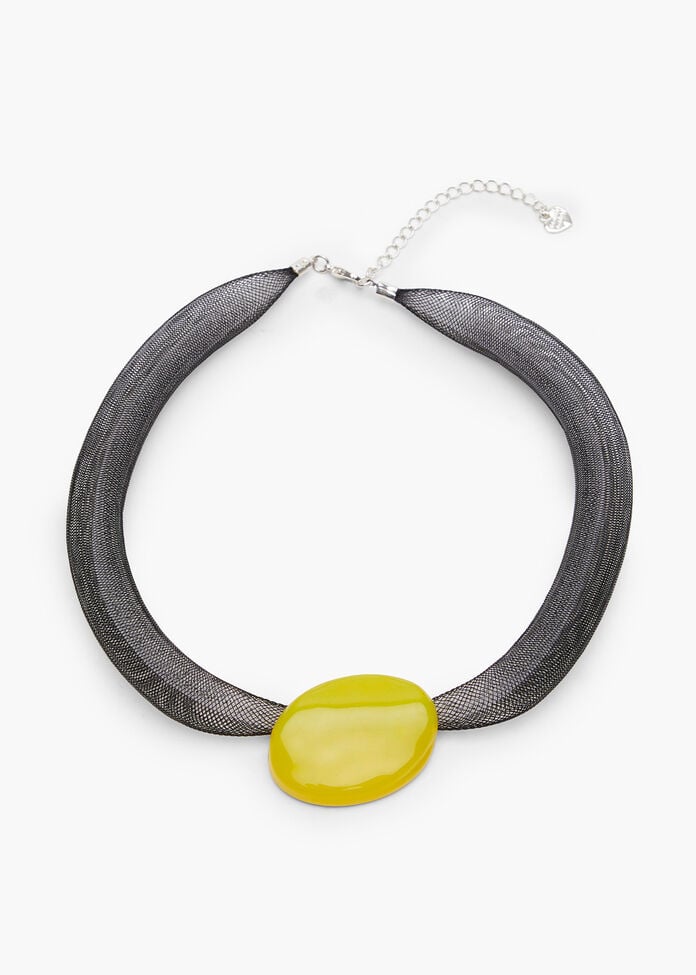 Abstract Netted Statement Necklace, , hi-res