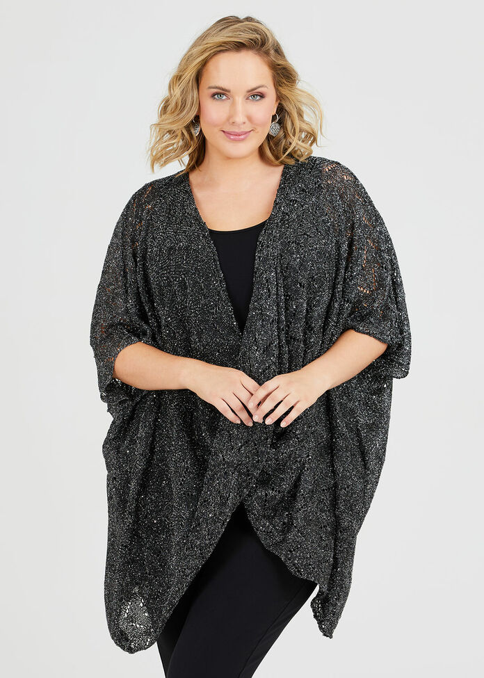 Shine Twist Front Poncho, , hi-res