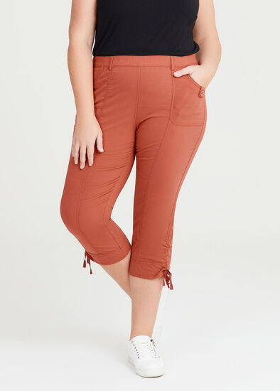 Alivia Ford Women's Plus Size Frayed Hem Capri Pants, Cantaloupe, Size: 20W