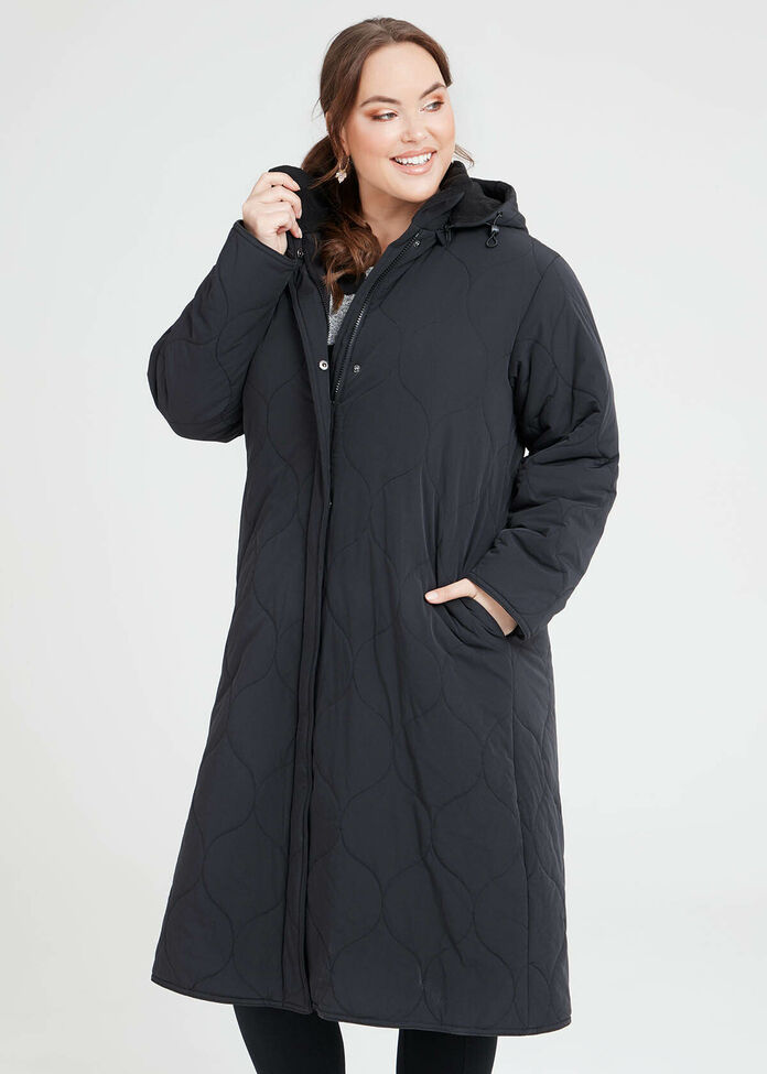 Shop Plus Size Quilted Hooded Puffer Jacket in Black | Sizes 12-30 ...