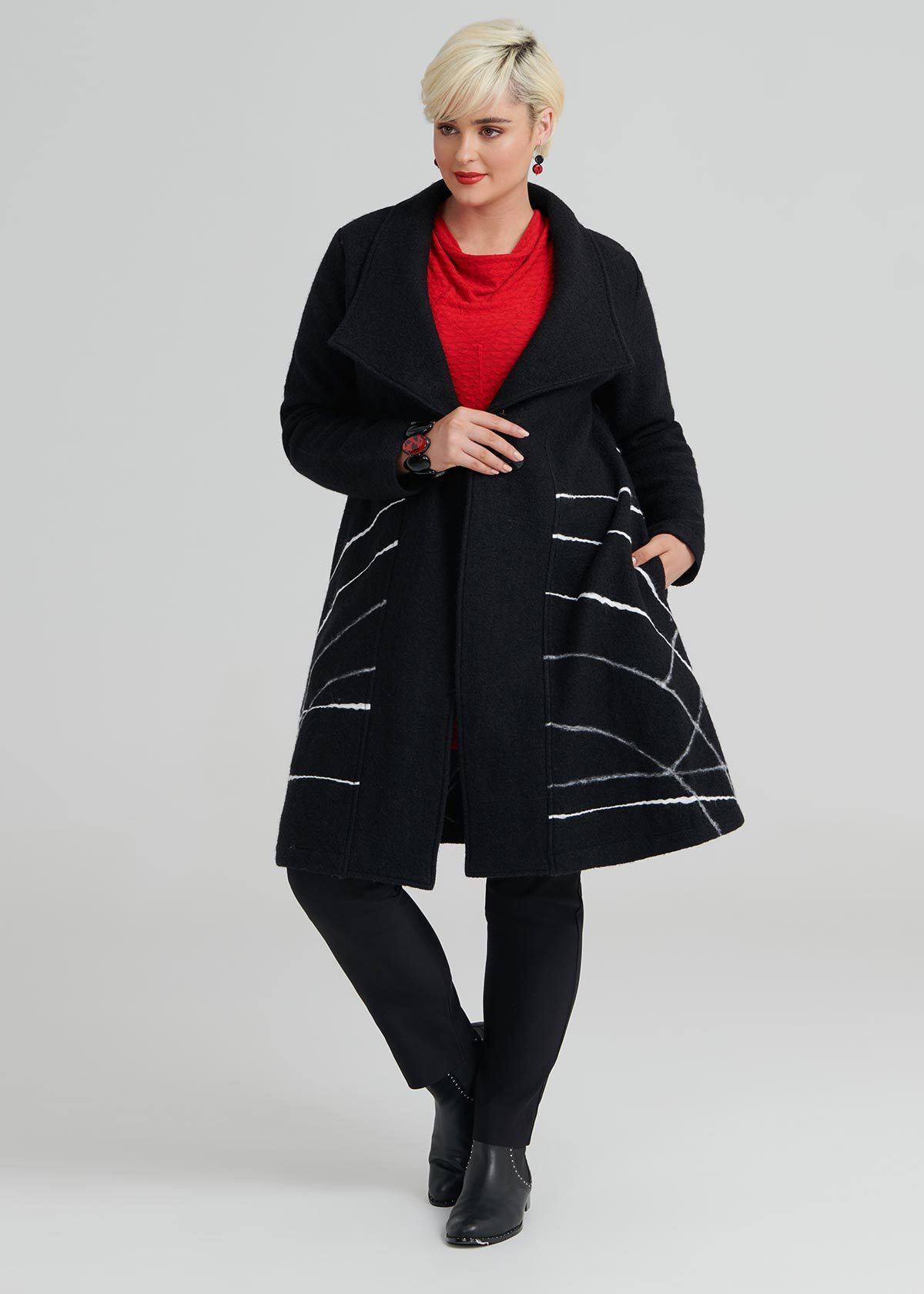 Asymmetrical boiled wool discount coat