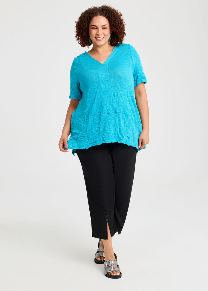 Blue Mojito Lace Trim Crush Top, , hi-res
