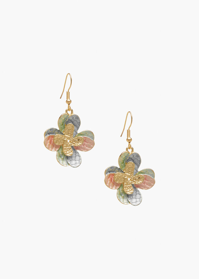 Enamel Flower Earrings, , hi-res