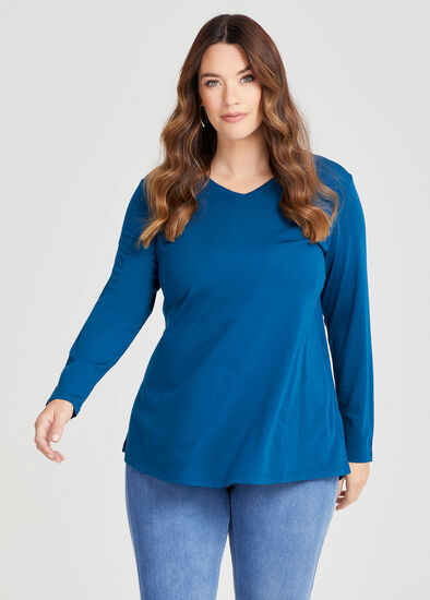 Plus Size Wool Bamboo V-neck Top