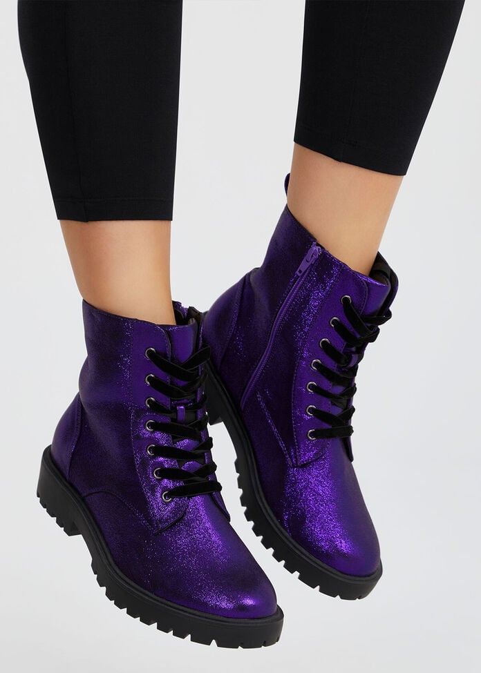 Purple Sparkle Women's Lace Up Boots NZ Taking Shape NZ