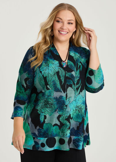 Plus Size Floral And Spot Burnout Top