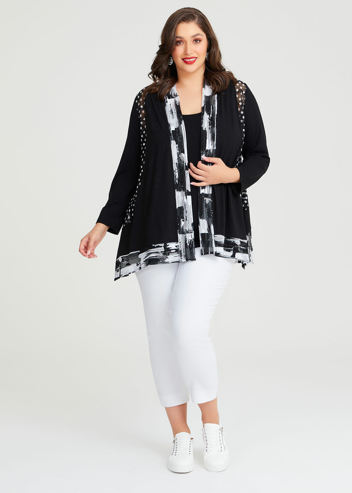 Mesh long cardigan outlet