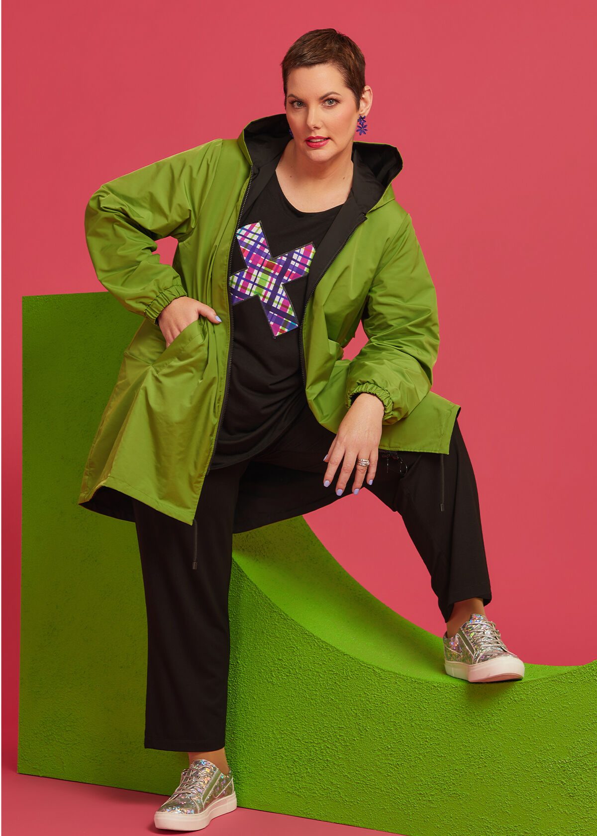 Plus size lime green jacket hot sale