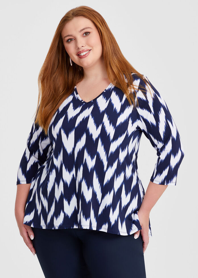 Ikat Peplum Luna Top, , hi-res