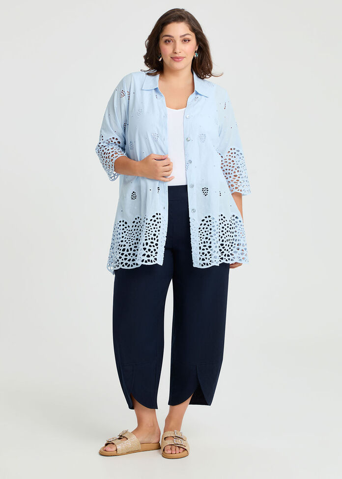 Broderie Border Cotton Shirt, , hi-res